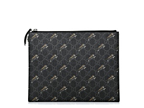 Gucci Black GG Supreme Monogram Tiger Print Clutch Bag