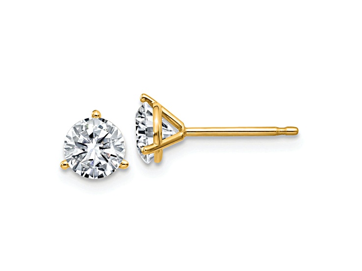 14K Yellow Gold 1ct. 5.0mm Round G H I True Light Moissanite Earrings