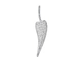 Clear Cubic Zirconia, Rhodium Plated over Sterling Silver Leaf Pin