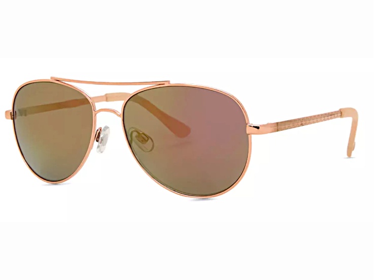 OSCAR by Oscar de la Renta Rose Aviator Frame / Brown Lenses Sunglasses