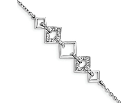 Rhodium Over 14k White Gold Diamond Squares Bracelet