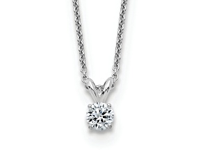 Rhodium Over 14K Gold 1/4 ct. 4.0mm Round G H I True Light Moissanite Solitaire Pendant with Chain