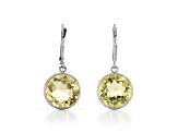 Yellow Citrine Round Sterling Silver Earrings 11ctw