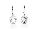 White Round Crystal Quartz Sterling Silver Earrings 11ctw
