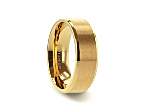 RADIATE Gold-Plated Titanium Flat Brushed Center Men's Wedding Ring With Beveled Polished Edges 8mm