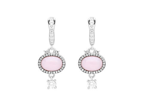 Judith Ripka "Penelope" Pink Opal and 1.80ctw Bella Luce® Rhodium Over Sterling Silver Drop Earrings