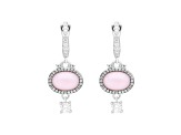 Judith Ripka "Penelope" Pink Opal and 1.80ctw Bella Luce® Rhodium Over Sterling Silver Drop Earrings