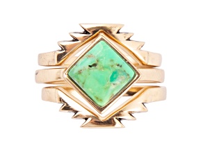 Barse Jewelry Aztec Lime Green Turquoise Gold Tone Ring Set