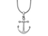 Rhodium Over Sterling Silver White Ice Diamond Anchor Necklace