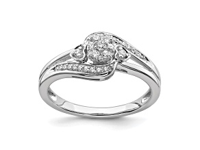 Rhodium Over 10K White Gold Lab Grown Diamond Cluster Engagement Ring 0.201ctw
