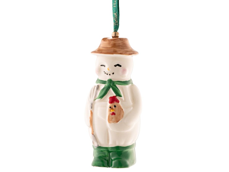 Belleek Farmer Snowman Ornament