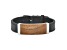 Black Leather and Stainless Steel Walnut Wood Bracelet