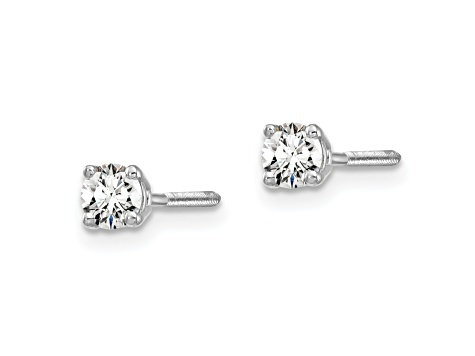 14K White Gold Lab Grown Diamond 1/5ctw VS/SI GH Screw Back 4 Prong Earrings