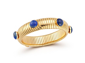 Rachel Zoe 14K Gold Over Brass Lapis Simulant Tubogas Bold Bangle Bracelet