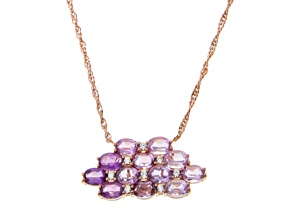 Oval Pink, Brazil, African Amethyst 14K Rose Gold Over Stelring Silver Ombre Necklace 3.15 Cttw