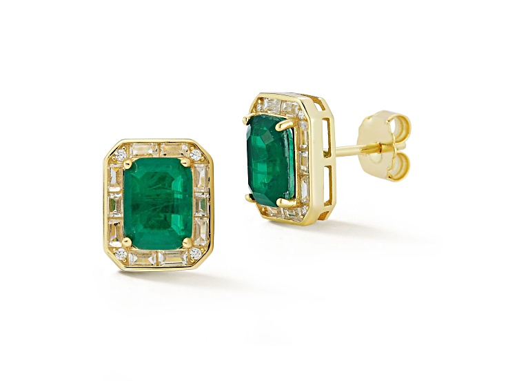 Rachel Zoe 14K Yellow Gold Over Sterling Silver Emerald Cut Studs with Cubic Zirconia