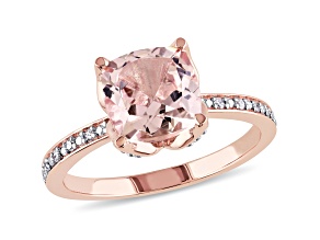 Morganite and Diamond 10K Rose Gold Ring 2.06ctw