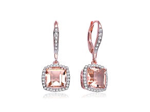 Morganite Cubic Zirconia, 18k Rose Gold Plated over Sterling Silver Drop Earrings