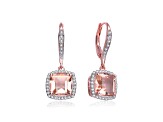 Morganite Cubic Zirconia, 18k Rose Gold Plated over Sterling Silver Drop Earrings