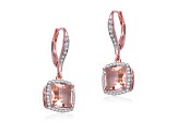 Morganite Cubic Zirconia, 18k Rose Gold Plated over Sterling Silver Drop Earrings