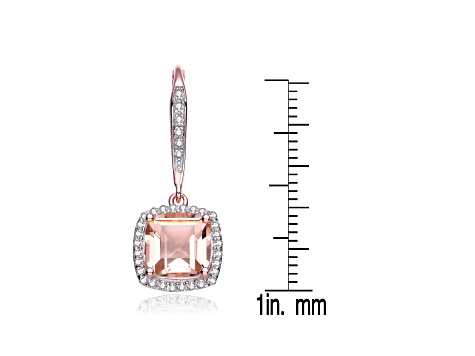 Morganite Cubic Zirconia, 18k Rose Gold Plated over Sterling Silver Drop Earrings