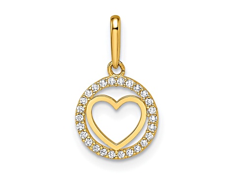 14K Yellow Gold Cubic Zirconia Heart Pendant - 1BB3BA | JTV.com