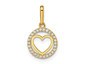 14K Yellow Gold Cubic Zirconia Heart Pendant
