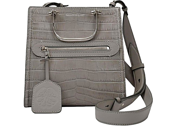 Alexander McQueen The Short Story Grey Croc Print Leather