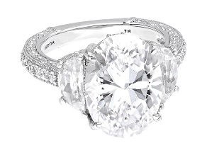Judith Ripka 12.20ctw Bella Luce® Diamond Simulant Rhodium Over Sterling Silver Ring