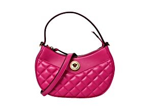 Versace La Medusa Half Moon Hobo Shoulder Crossbody Bag Pink Leather