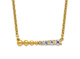 14K Yellow Gold Lab Grown Diamond SI1/SI2, G H I, Beaded Bar 18 Inch Necklace 0.25ctw