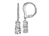 Rhodium Over Sterling Silver Polished Fancy Cubic Zirconia Leverback Earrings