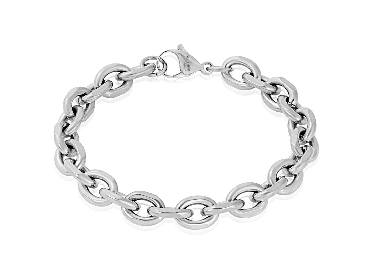 Invicta Jewelry Men's Knife Edge Oval Link Chain Bracelet (10.6mm) - 8.75"