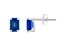 6x4mm Emerald Cut Lab Created Sapphire Rhodium Over 10k White Gold Stud Earrings