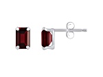 6x4mm Emerald Cut Garnet Rhodium Over 10k White Gold Stud Earrings