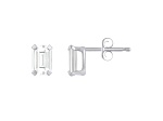 6x4mm Emerald Cut White Topaz Rhodium Over 10k White Gold Stud Earrings