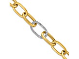 14K Yellow Gold with White Rhodium Diamond Oval 8-inch Bracelet 0.50ctw