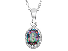 Mystic Fire® Green Topaz Sterling Silver Pendant with 18" Cable Chain 1.29ctw