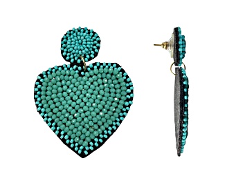 Picture of Off Park® Collection, Two tone Teal Seed Bead Heart Earring