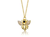 Clear Cubic Zirconia, Teens/Adults14k Gold Plated over Brass Wasp Pendant Necklace