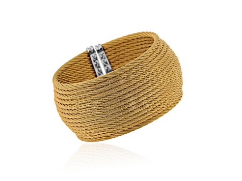 Stainless Steel and 14K Yellow Gold Cuff Bracelet