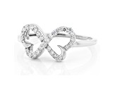 White Lab-Grown Diamond 14k White Gold Double Heart Ring 0.20ctw