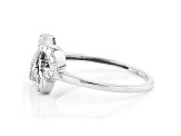 White Lab-Grown Diamond 14k White Gold Double Heart Ring 0.20ctw