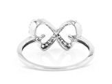 White Lab-Grown Diamond 14k White Gold Double Heart Ring 0.20ctw