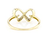 White Lab-Grown Diamond 14k Yellow Gold Double Heart Ring 0.20ctw