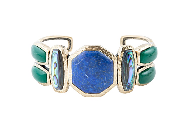 Barse Jewelry Blue Lapis Lazuli Gold Tone Odyssey Cuff Bracelet