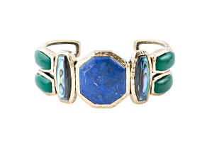 Barse Jewelry Blue Lapis Lazuli Gold Tone Odyssey Cuff Bracelet