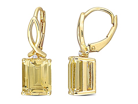 Citrine and White Topaz 18k Yellow Gold Over Sterling Silver Earrings 6.25ctw