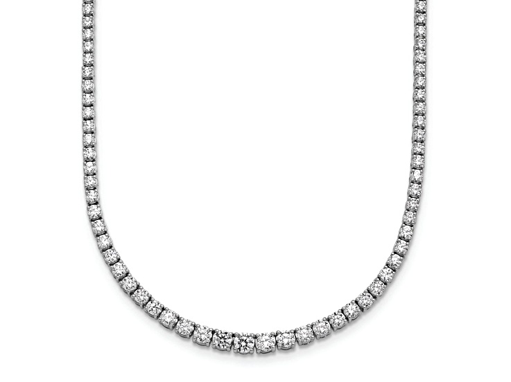 White Lab-Grown Diamond G-H SI 14k White Gold 18" Graduated Tennis Necklace 5.40ctw