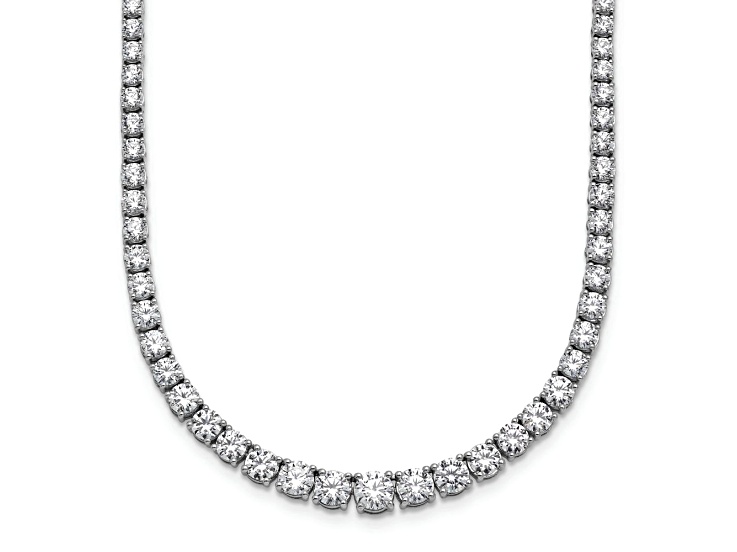 White Lab-Grown Diamond G-H SI 14k White Gold 18" Graduated Tennis Necklace 9.80ctw